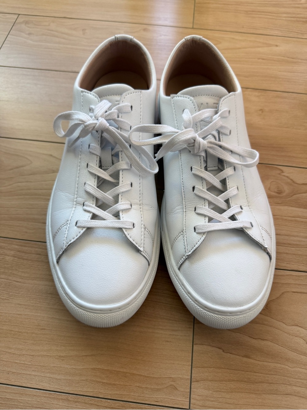 Classic White Leather Low-Top Sneakers by BYLT Size 10